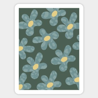 Cute Retro Daisy Floral Green Pattern Sticker